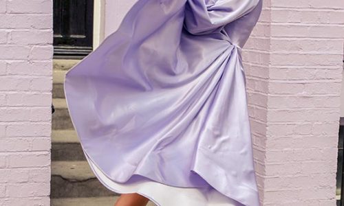 Lavender and fuchsia wrap dress - Image 2