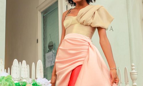 Peach and orange wrap skirt - Image 3