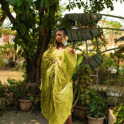 Features a unique cocoon silhouette and drapes beautifully. Designed for elegance and movement, Available in purple and lavender