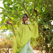 Double-faced Organza Top Logo-plated double-faced organza