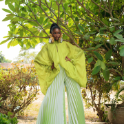 Double-faced Organza Top Logo-plated double-faced organza