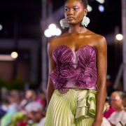 THE DISCUS BUSTIER & THE PLEATED LOGO PANT WITH SIDE FRILLS