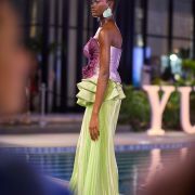 THE DISCUS BUSTIER & THE PLEATED LOGO PANT WITH SIDE FRILLS