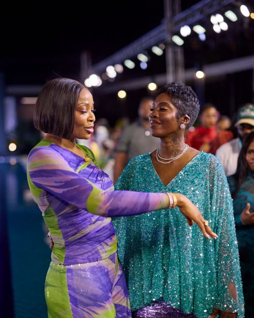 THE SEQUIN PANT AND YR MESH TOP WITH BUCKLE