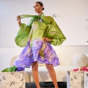 The Carlisle dress in green & purple- One size